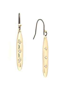 Lucky Brand Set Of Gold Tone Pave Crystal Drop Necklace And Earrings, NWT